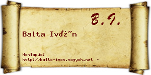 Balta Iván névjegykártya